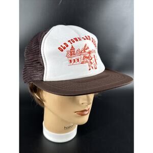 VTG Trucker Hat Old Town San Diego California Brown/White Snapback Cap